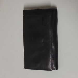 Upcycled denim pocket Genuine  Leather wallet Dija brand in color black